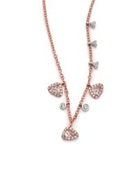 Meira T | Pink White Topaz, Diamond & 14k Rose Gold Charm Necklace | Lyst