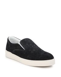 Bottega Veneta | Black Dodger Intrecciato Slip-on Suede Sneakers for Men | Lyst