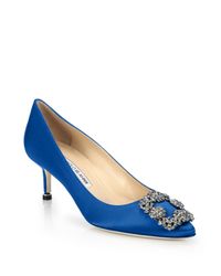 Manolo Blahnik | Blue Hangisi 50 Satin Pumps | Lyst