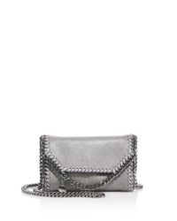 Stella McCartney | Metallic Tiny Falabella Faux Leather Fold-over Chain Crossbody Bag | Lyst