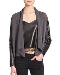 The Kooples | Gray Wool, Cashmere & Leather Cardigan | Lyst