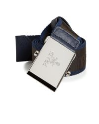 Prada | Blue Nylon & Leather Cinture Belt for Men | Lyst