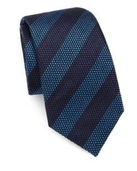 Saks Fifth Avenue | Blue Striped Silk/cotton Tie for Men | Lyst