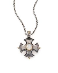 Konstantino | Metallic Erato Labradorite, 18k Yellow Gold & Sterling Silver Shield Pendant | Lyst