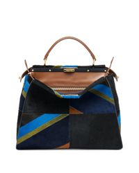 Fendi | Blue Peekaboo Large Multicolor Geometric Calf Hair Satchel | Lyst