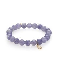 Sydney Evan | Purple Diamond, Iolite & 14k Yellow Gold Pineapple Beaded Stretch Bracelet | Lyst