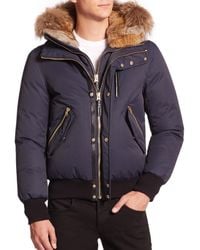 Mackage | Blue Dixon Fur-Trimmed Bomber Jacket for Men | Lyst