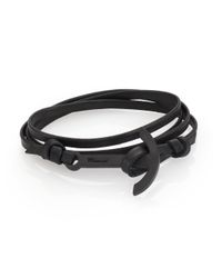 Miansai | Black Pvd Coated Modern Anchor Leather Wrap Bracelet | Lyst