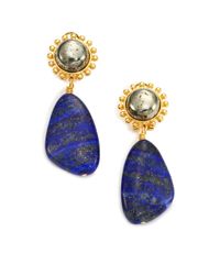 Nest | Blue Lapis Lazuli & Pyrite Drop Earrings | Lyst