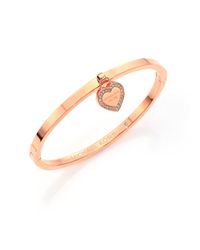 Michael Kors | Pink Heritage Logo Heart Charm Bangle Bracelet/rose Goldtone | Lyst