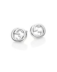 Gucci | Metallic Interlocking G Sterling Silver Stud Earrings | Lyst