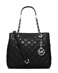 MICHAEL Michael Kors | Black Susannah Small Quilted Leather Tote | Lyst