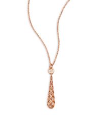 Gucci | Pink Diamantissima 18k Rose Gold Teardrop Pendant Necklace | Lyst