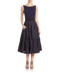 Antonio Berardi | Blue Jacquard Flounce Skirt Dress | Lyst