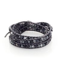 Chan Luu | Black Onyx, Sardonyx, Hematite, Crystal & Leather Beaded Wrap Bracelet | Lyst