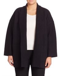 Eileen Fisher | Black Open-front Wool Jacket | Lyst