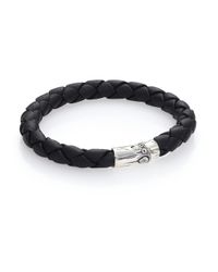 John Hardy | Black Bamboo Woven Leather And Sterling Silver Bracelet for Men | Lyst