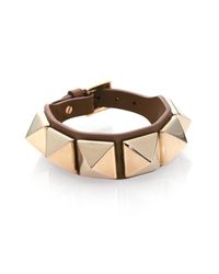 Valentino | Brown Rockstud Large Leather Bracelet | Lyst