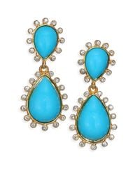 Kenneth Jay Lane | Blue Cabochon Clip-on Teardrop Earrings | Lyst