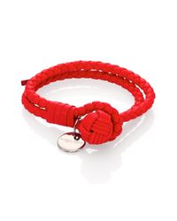 Bottega Veneta | Red Intrecciato Leather Double-row Wrap Bracelet | Lyst