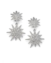 Kenneth Jay Lane | Metallic Crystal Star Earrings - Clear | Lyst