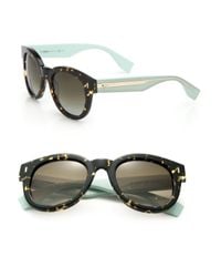 Fendi | Green Colorblocked Round Sunglasses | Lyst