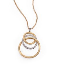 Marco Bicego | Metallic Jaipur Link Diamond, 18k Yellow & White Gold Graduated Pendant Necklace | Lyst