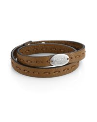 Fendi | Orange Selleria Leather Bracelet for Men | Lyst