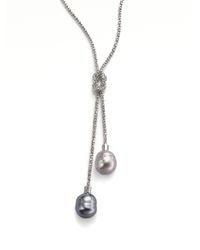 Majorica | White 14mm Grey And Nuage Baroque Pearl & Sterling Silver Lariat Necklace | Lyst