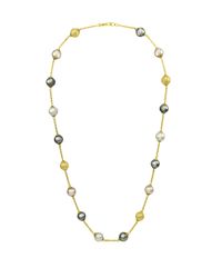 Majorica | Metallic 18kt. Gold Pearl Illusion Necklace | Lyst