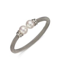 Majorica | Metallic 12mm White Pearl Tipped Bracelet/silvertone | Lyst