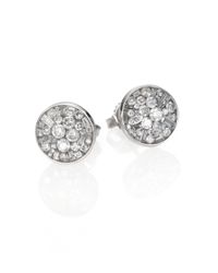 Plevé | Ice Diamond & 18k White Gold Button Earrings | Lyst