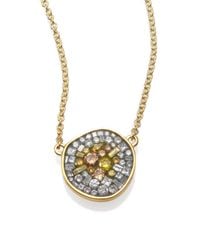 Plevé | Metallic Sunburst Diamond & 18k Yellow Gold Pebble Pendant Necklace | Lyst