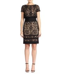 Tadashi Shoji | Black Lace Blouson Dress | Lyst