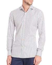 Kiton | Blue Shadow Stripe Cotton Sportshirt for Men | Lyst