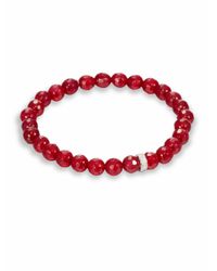 Sydney Evan | Red Agate, Diamond & 14k White Gold Rondelle Beaded Stretch Bracelet | Lyst