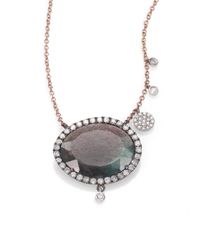 Meira T | Pink Labradorite, Diamond & 14k Rose Gold Pendant Necklace | Lyst