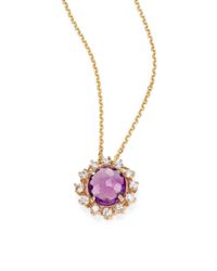 KALAN by Suzanne Kalan | Purple Amethyst, White Sapphire & 14k Yellow Gold Starburst Pendant Necklace | Lyst