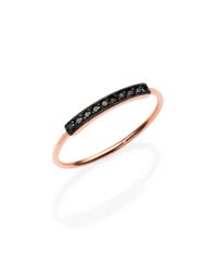 Zoe Chicco | Pink Pave Black Diamond & 14k Rose Gold Horizontal Bar Ring | Lyst