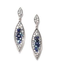 Plevé | Blue Burst Diamond, Sapphire & 18k White Gold Marquis Drop Earrings | Lyst