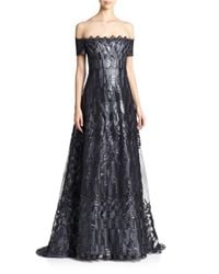Rene Ruiz | Metallic Art Deco Cap-sleeved Gown | Lyst