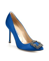 Manolo Blahnik | Blue Hangisi 105 Satin Pumps | Lyst