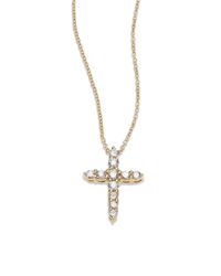 Roberto Coin | Metallic Tiny Treasures Diamond & 18k Yellow Gold Cross Pendant Necklace | Lyst