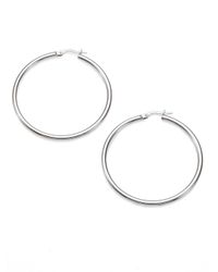 Roberto Coin | Metallic 18k White Gold Hoop Earrings/1.75 | Lyst