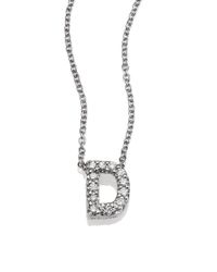 Roberto Coin | Tiny Treasures Diamond & 18k White Gold Love Letter Pendant Necklace | Lyst