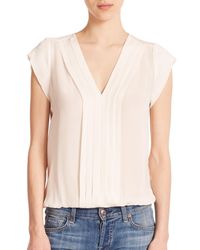 Joie | White Marcher Silk Pintuck-pleated Blouse | Lyst