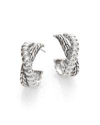 John Hardy | Metallic Bedeg Sterling Silver Small Twist Hoop Earrings/1 | Lyst