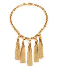 House of Lavande | Metallic Sunset Crystal Tiered Tassel Necklace | Lyst