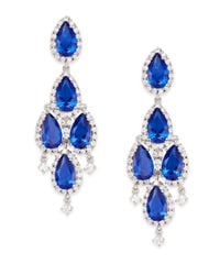 CZ by Kenneth Jay Lane | Blue Pear Stone Chandelier Drop Earrings/silvertone | Lyst
