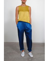 Raquel Allegra - Blue Ankle Pant In Peacock - Lyst